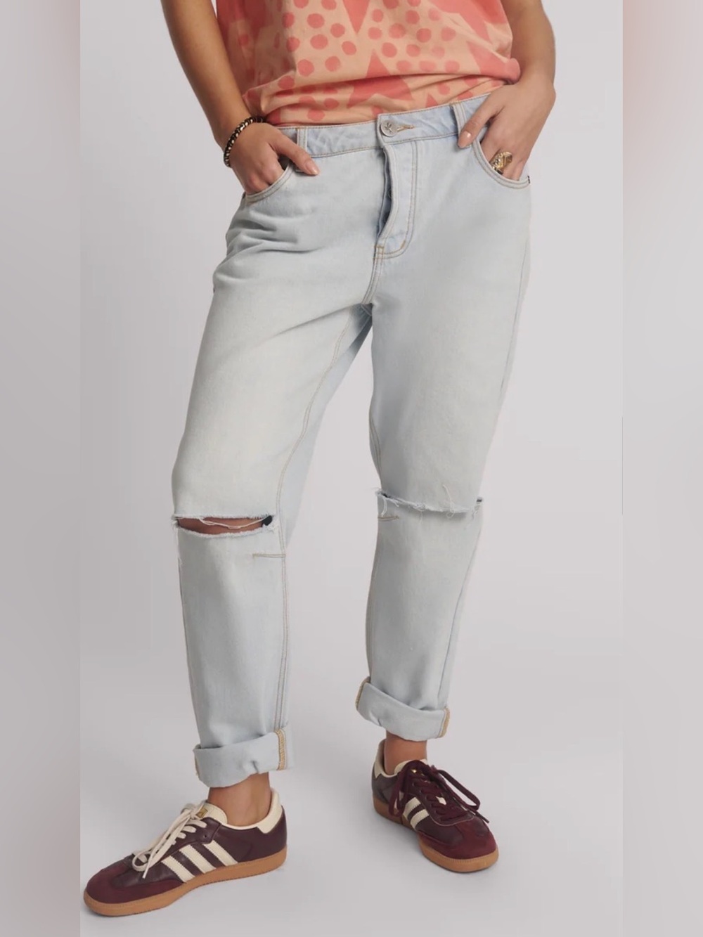 NWT One Teaspoon x Free People Saints Boyfriend Denim Jeans - Cyber Blue Size 26